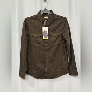Wrangler Men’s Brown Long Sleeve Collared Button-Up Comfort Flannel Shirt S
